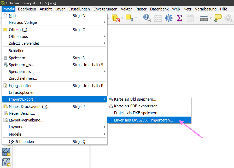 QGIS; DWG/ DXF Import
